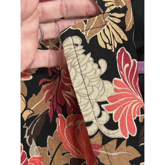 Linen Floral Jacket 6P Black Boho Western Old Money Classic Chic Preppy Retro - Picture 6 of 10